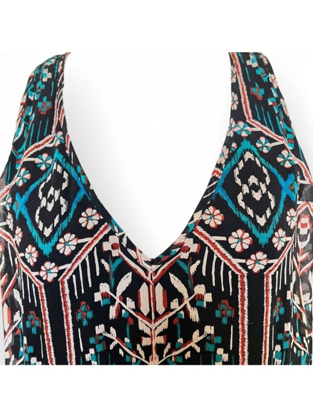 Ella Moss Chic Racerback Tank Boho Geometric Print Top Sz M Flowy Resort - Picture 5 of 13